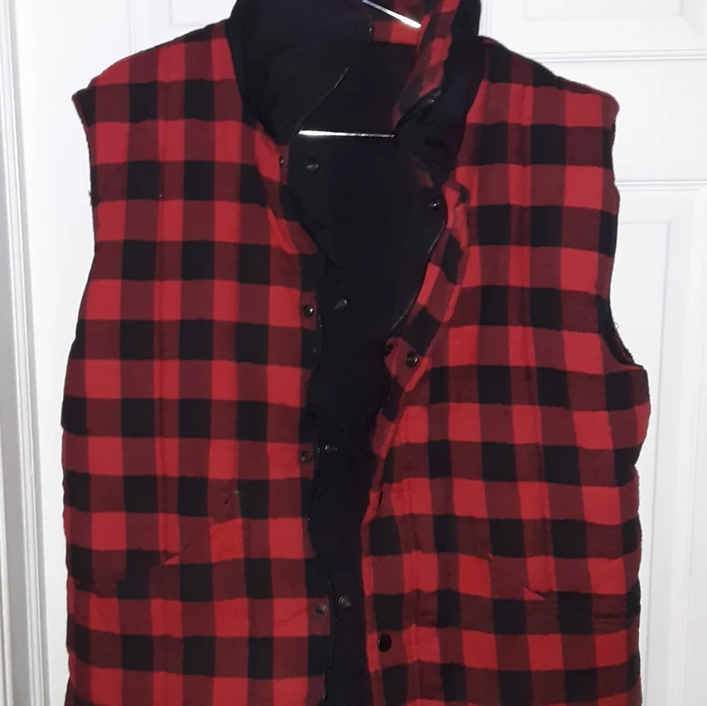 Reversible Quilted Casual Buffalo Check Plaid Men's Vest XL